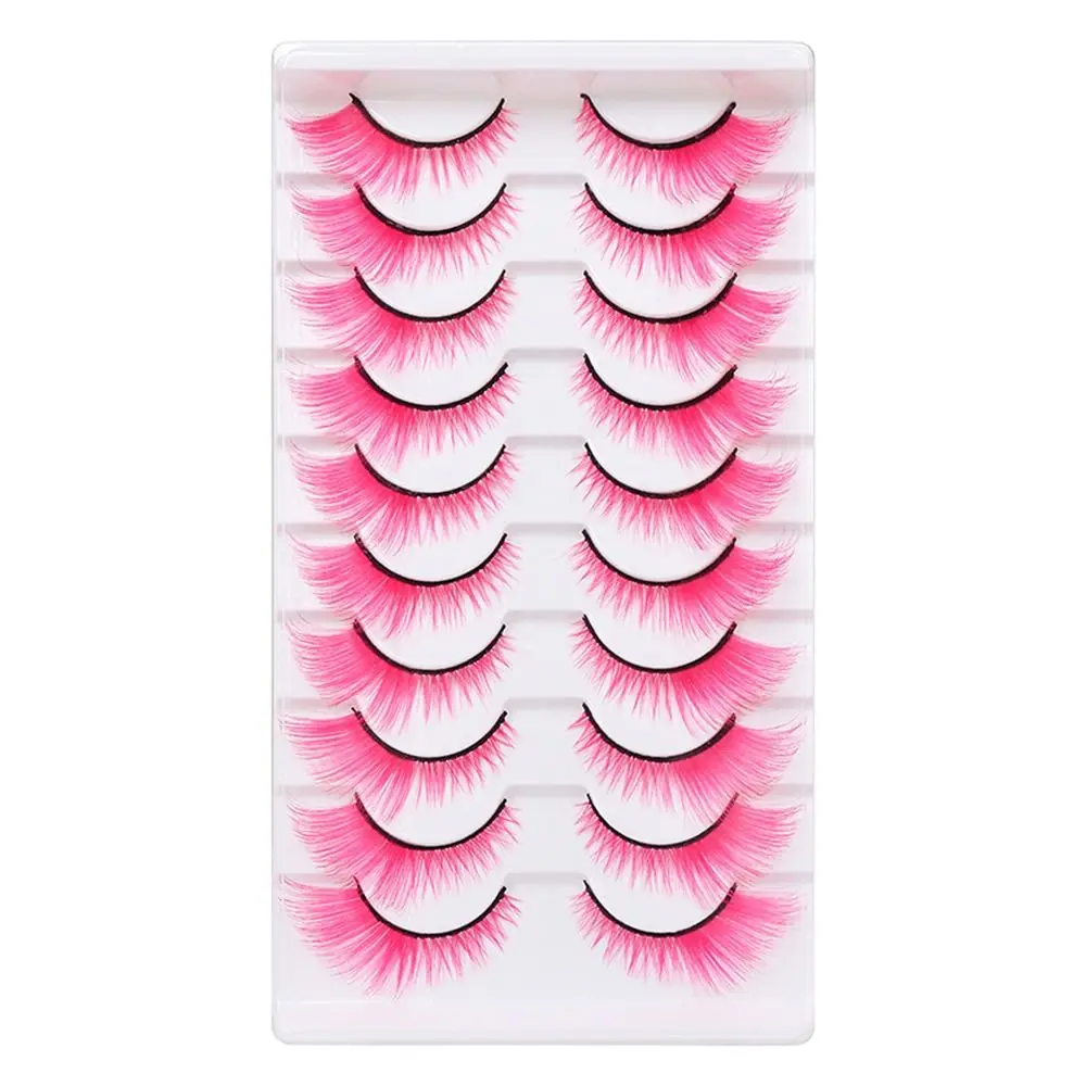 10 pares de cílios coloridos d - Eyelash Extension Cat Eye avaliação e preço